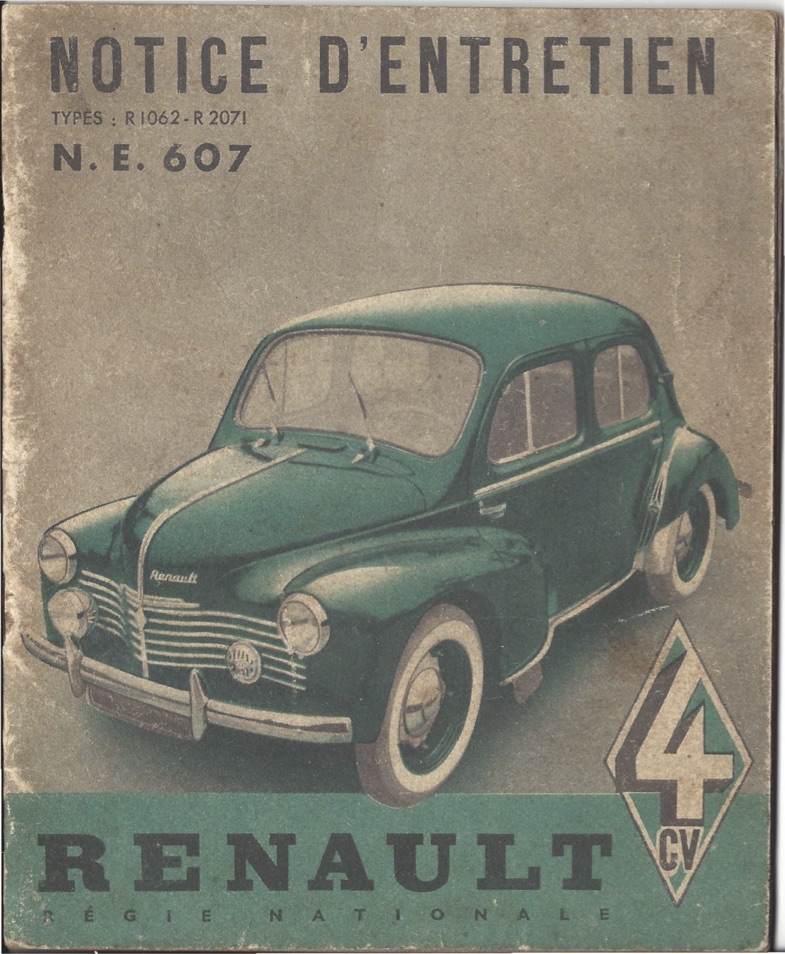 Notice Renault 4cv de 1952 R1062