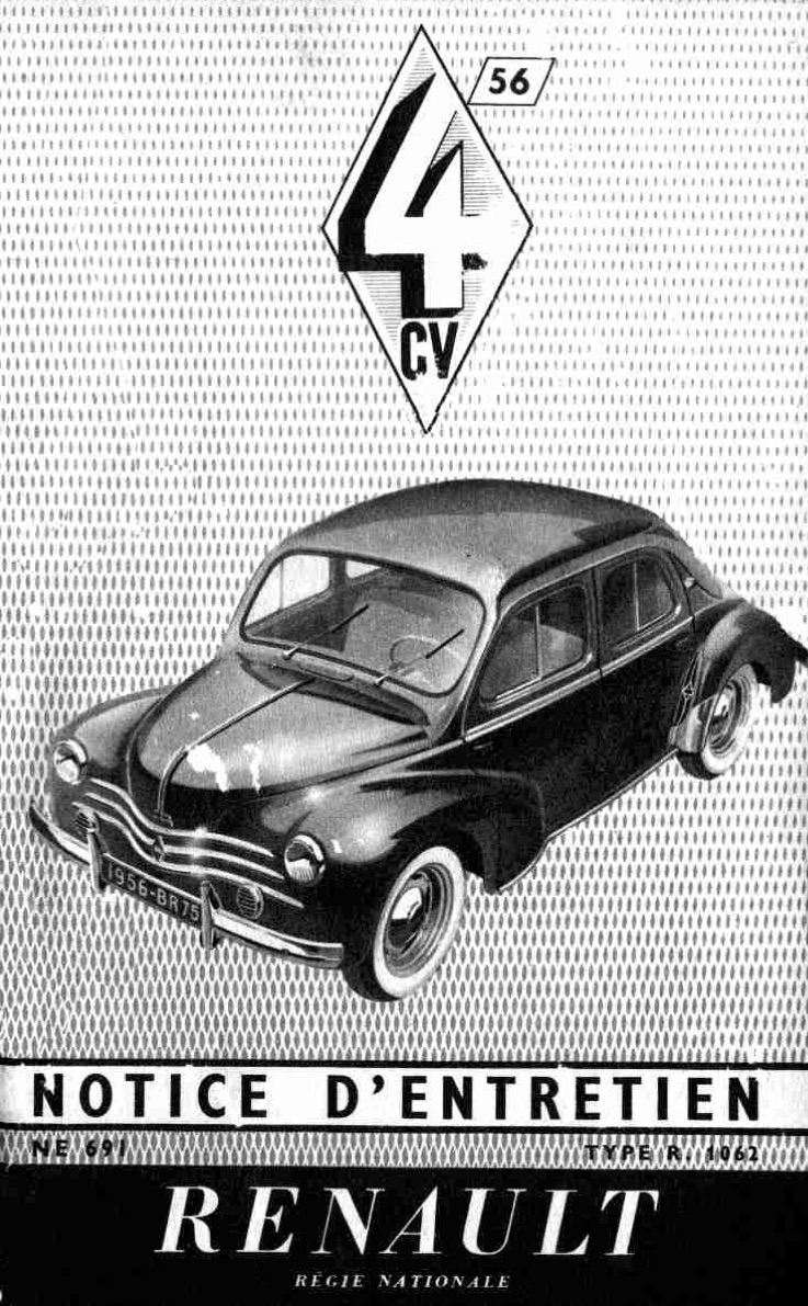 Notice Renault 4cv de 1956 R1062