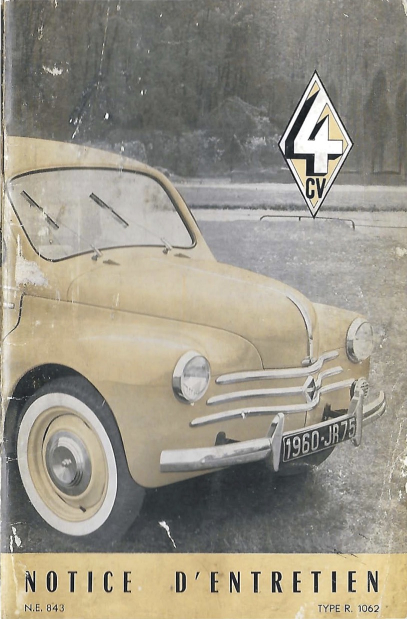 Notice Renault 4cv de 1960 R1062